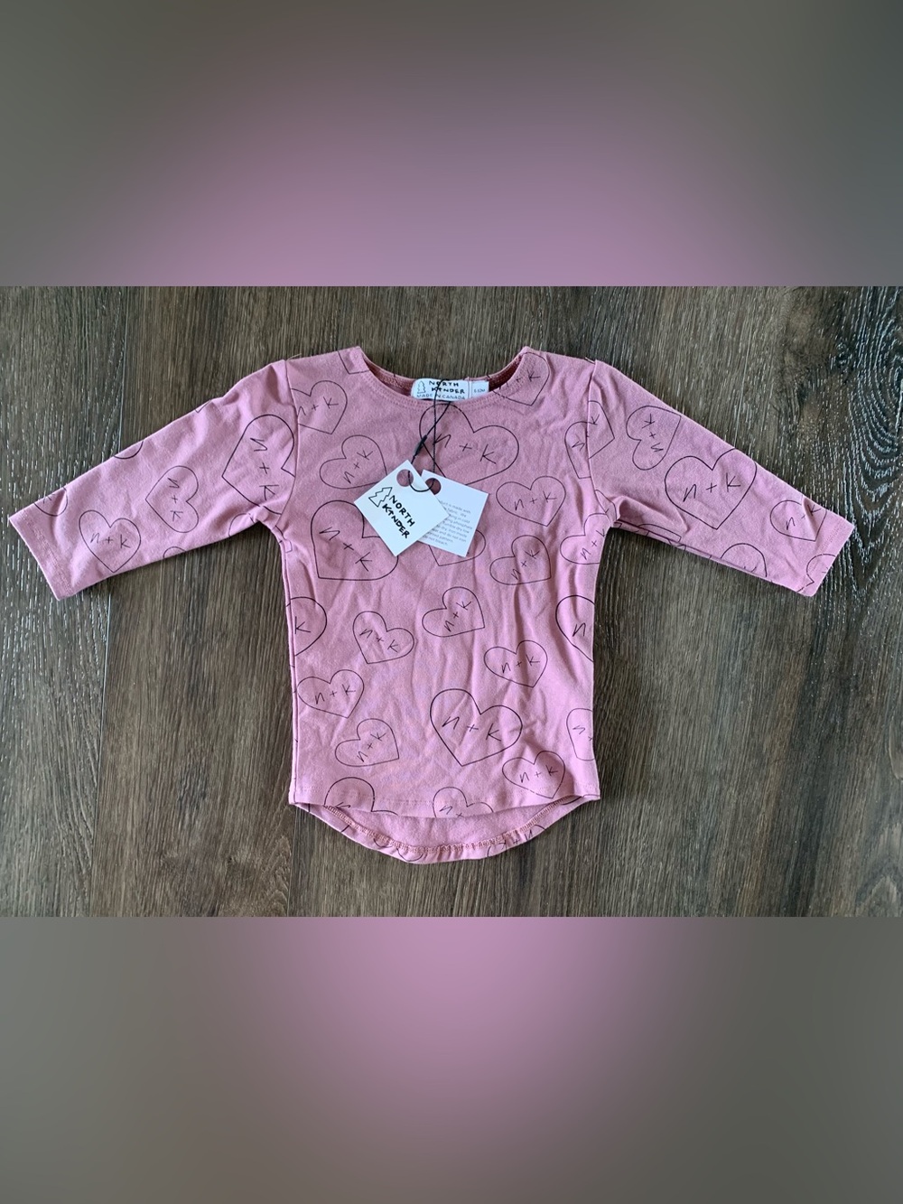 Kids Pink Heart-Print Long Sleeve One-Piece by North Kinder